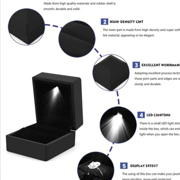 LED BLUE Proposal Ring Box for Wedding, Engagement - Luxury Jewelry Gift - Picture 6 of 6
